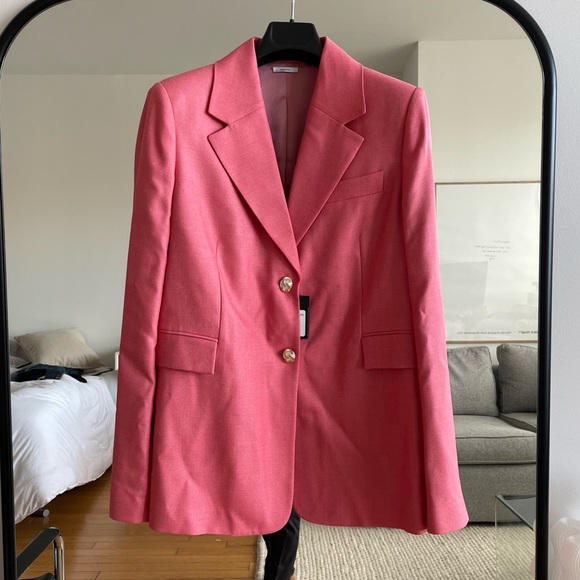 ST. JOHN  Italy Silk And Wool Blend Notch Collar Jacket With Pockets and PANTS - Picture 7 of 13